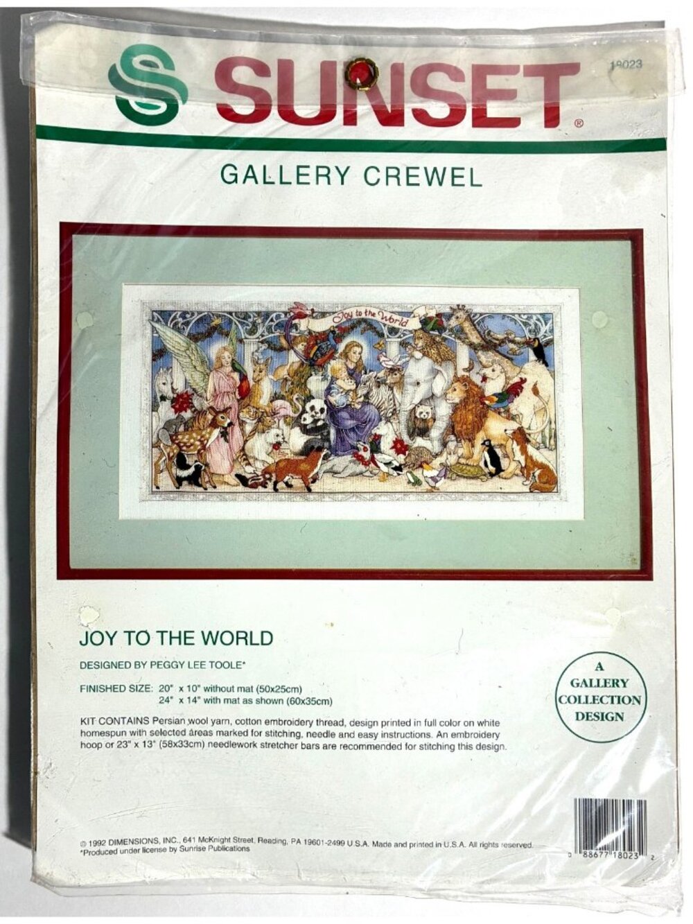 Dimensions Sunset Joy to the World Gallery Crewel 18023 Peggy Lee Toole VTG 1992